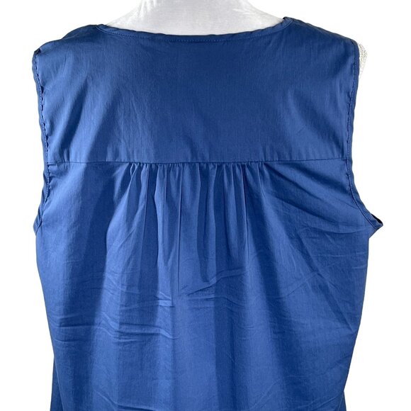 Bobeau Womens Plus 1X Blue White Sleeveless Peasant Tank Blouse Boho Summer - Picture 8 of 11